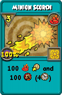 Wizard101 Fire spell card: Minion Scorch, Spell ID 13219