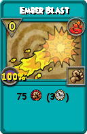 Wizard101 Fire spell card: Ember Blast, Spell ID 13227