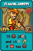 Wizard101 Fire spell card: Flaming Arrows, Spell ID 13229