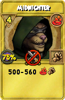 Wizard101 Fire spell card: Midnighter, Spell ID 13239