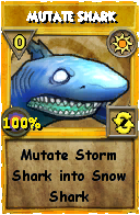 Wizard101 Sun spell card: Mutate Shark, Spell ID 13251