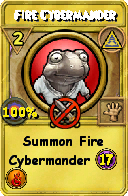Wizard101 Myth spell card: Fire Cybermander, Spell ID 13254