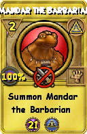Wizard101 Myth spell card: Mandar the Barbarian, Spell ID 13265