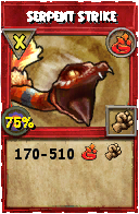 Wizard101 Fire spell card: Serpent Strike, Spell ID 13282
