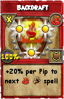 Wizard101 Fire spell card: Backdraft, Spell ID 13288