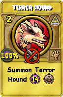 Wizard101 Myth spell card: Terror Hound, Spell ID 13300