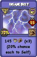 Wizard101 Storm spell card: Insane Bolt, Spell ID 13301