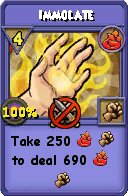 Wizard101 Fire spell card: Immolate, Spell ID 13309