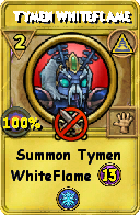 Wizard101 Myth spell card: Tymen WhiteFlame, Spell ID 13315