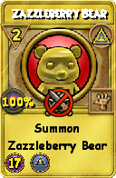 Wizard101 Myth spell card: Zazzleberry Bear, Spell ID 13321