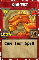 Wizard101 Fire spell card: Test Spell, Spell ID 13322