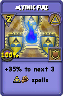 Wizard101 Myth spell card: Mythic Fuel, Spell ID 13359