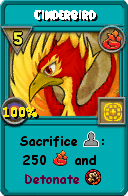 Wizard101 Fire spell card: Cinderbird, Spell ID 13377