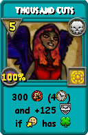 Wizard101 Death spell card: Thousand Cuts, Spell ID 13378