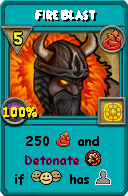 Wizard101 Fire spell card: Fire Blast, Spell ID 13385