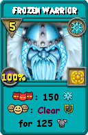 Wizard101 Ice spell card: Frozen Warrior, Spell ID 13393