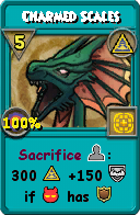 Wizard101 Myth spell card: Charmed Scales, Spell ID 13399