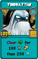 Wizard101 Ice spell card: Tundra Titan, Spell ID 13403