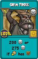 Wizard101 Death spell card: Grim Troll, Spell ID 13410