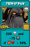 Wizard101 Death spell card: Teeth of Pain, Spell ID 13416