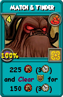 Wizard101 Fire spell card: Match & Tinder, Spell ID 13418
