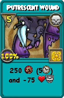 Wizard101 Death spell card: Putrescent Wound, Spell ID 13427