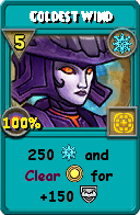 Wizard101 Ice spell card: Coldest Wind, Spell ID 13439