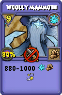 Wizard101 Ice spell card: Woolly Mammoth, Spell ID 13453