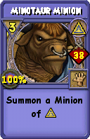 Wizard101 Myth spell card: Minotaur Minion, Spell ID 13487