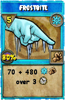 Wizard101 Ice spell card: Frostbite, Spell ID 13495