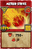 Wizard101 Fire spell card: Meteor Strike, Spell ID 13538