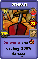 Wizard101 Fire spell card: Detonate, Spell ID 13552