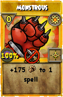 Wizard101 Sun spell card: Monstrous, Spell ID 13554