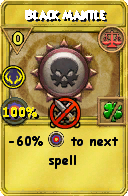 Wizard101 Balance spell card: Black Mantle, Spell ID 13565