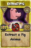 Wizard101 Myth spell card: Extract Pig, Spell ID 13578