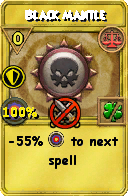 Wizard101 Balance spell card: Black Mantle, Spell ID 13584