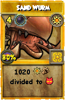 Wizard101 Sun spell card: Sand Wurm, Spell ID 13593