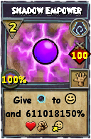 Wizard101 Shadow spell card: Shadow Empower, Spell ID 13594