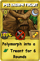 Wizard101 Moon spell card: Polymorph Treant, Spell ID 13599