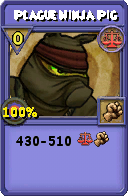 Wizard101 Balance spell card: Plague Ninja Pig, Spell ID 13630