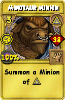 Wizard101 Myth spell card: Minotaur Minion, Spell ID 13633