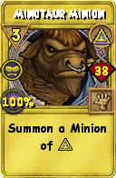 Wizard101 Myth spell card: Minotaur Minion, Spell ID 13638