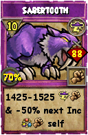 Wizard101 Storm spell card: Sabertooth, Spell ID 13652