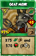 Wizard101 Life spell card: Goat Monk, Spell ID 13662