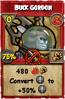 Wizard101 Fire spell card: Buck Gordon, Spell ID 13664