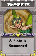 Wizard101 School 16 spell card: Summon Pixie, Spell ID 13672