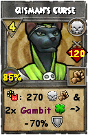 Wizard101 Death spell card: Qismah's Curse, Spell ID 13679