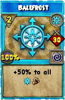 Wizard101 Ice spell card: Balefrost, Spell ID 13683