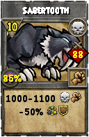 Wizard101 Death spell card: Sabertooth, Spell ID 13688