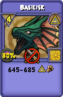 Wizard101 Myth spell card: Basilisk, Spell ID 13706